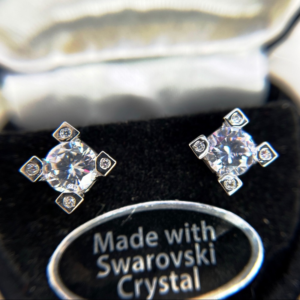 Fancy 4 Prong Crystal Stud Earrings